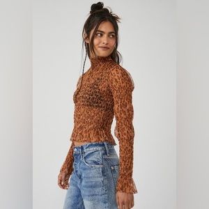 NWT Free People Hello There Top Leopard Combo Size XS
